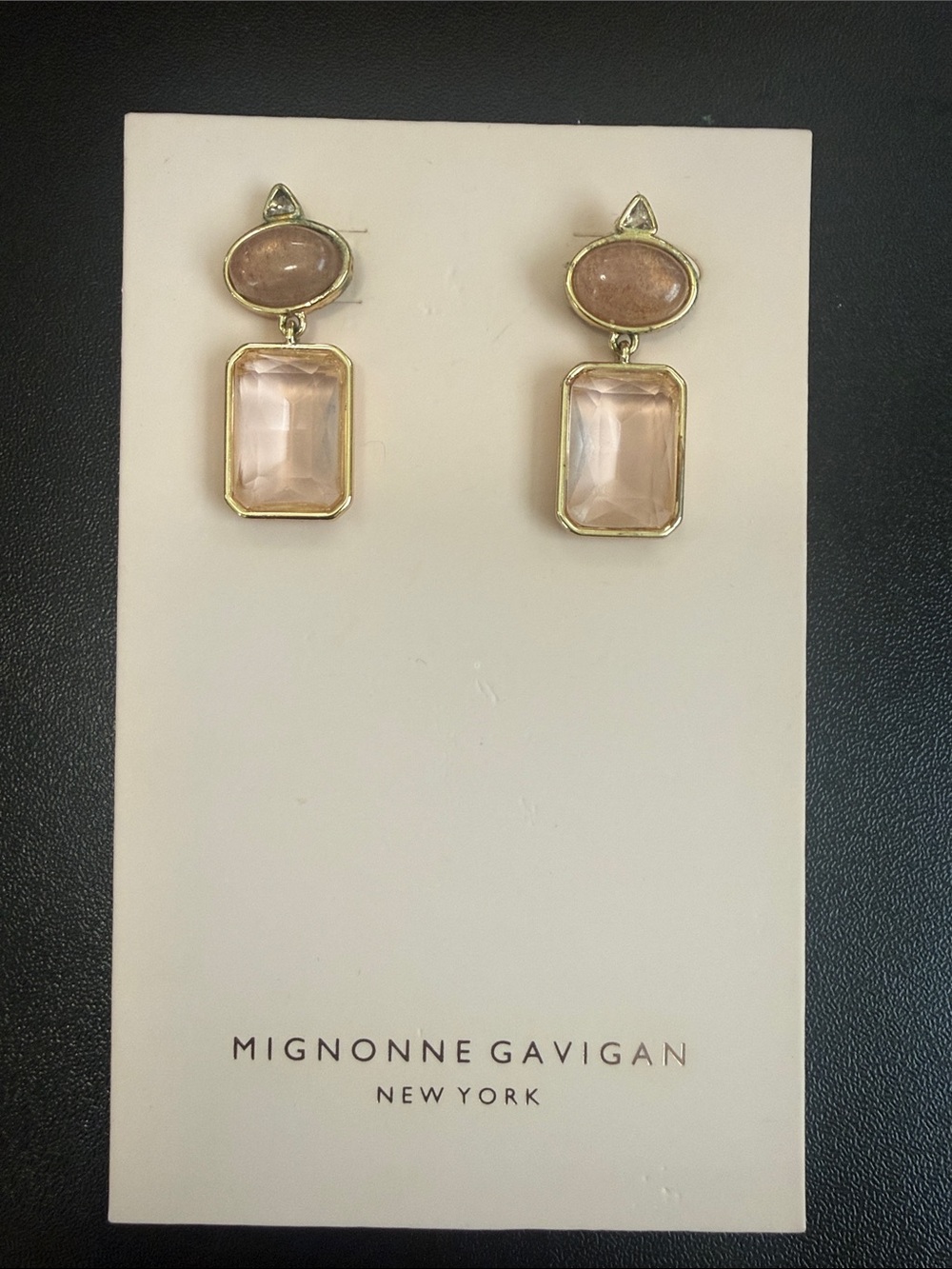 Mignonne Gavigan Rose Quartz Drop Earrings in Gold